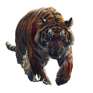 Battle-Scarred Tiger Vinyl Car Decal Sticker – Waterproof & UV-Resistant 8"