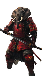 Samurai Elephant Hybrid Vinyl Car Decal Sticker – Waterproof & UV-Resistant 8" Samurai Elephant Hybrid Vinyl Car Decal Sticker – Waterproof & UV-Resistant 8"