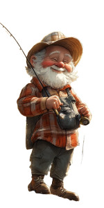 Joyful Fishing Caricature Vinyl Car Decal Sticker – Waterproof & UV-Resistant 8"