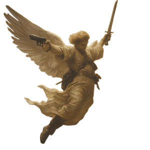 Golden Armored Angel Vinyl Car Decal Sticker – Waterproof & UV-Resistant 8"