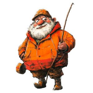 Old Fisherman Cartoon Vinyl Car Decal Sticker – Waterproof & UV-Resistant 8"