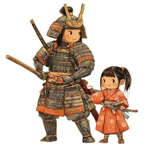 Child Samurai Art Vinyl Car Decal Sticker – Waterproof & UV-Resistant 8"