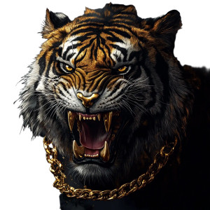 Golden Sabre Tooth Vinyl Car Decal Sticker – Waterproof & UV-Resistant 8"