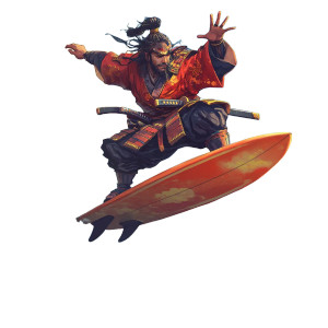 Samurai Surfer Icon Vinyl Car Decal Sticker – Waterproof & UV-Resistant 8"