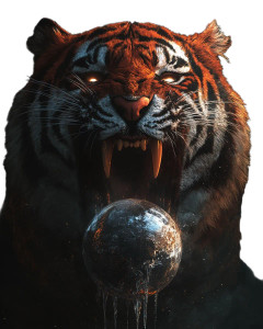 Red Tiger Planet Vinyl Car Decal Sticker – Waterproof & UV-Resistant 8"