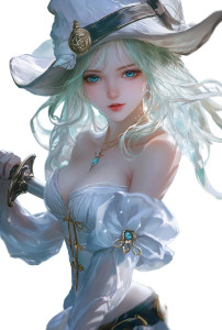 Blonde Swordswoman Portrait Vinyl Car Decal Sticker – Waterproof & UV-Resistant 8"