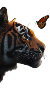 Tiger With Butterfly Vinyl Car Decal Sticker – Waterproof & UV-Resistant 8" Tiger With Butterfly Vinyl Car Decal Sticker – Waterproof & UV-Resistant 8"