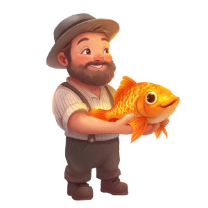 Fisherman And Golden Fish Vinyl Car Decal Sticker – Waterproof & UV-Resistant 8" Fisherman And Golden Fish Vinyl Car Decal Sticker – Waterproof & UV-Resistant 8"