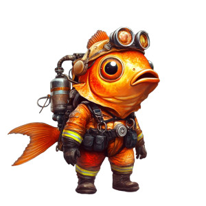 Fireman Fish Vinyl Car Decal Sticker – Waterproof & UV-Resistant 8"