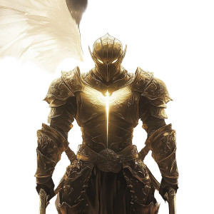 Golden Angel Knight V2 Vinyl Car Decal Sticker – Waterproof & UV-Resistant 8"