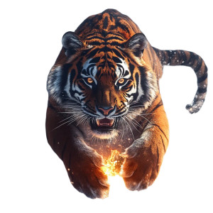 Burning Siberian Tiger Vinyl Car Decal Sticker – Waterproof & UV-Resistant 8"