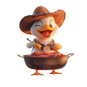 Cowboy Duck Bbq Vinyl Car Decal Sticker – Waterproof & UV-Resistant 8"