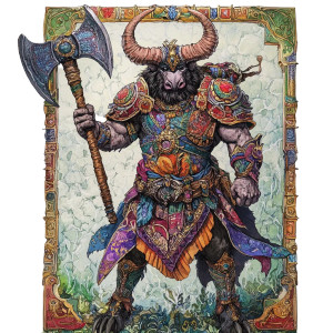 Minotaur Paladin Vinyl Car Decal Sticker – Waterproof & UV-Resistant 8"