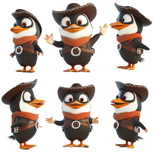 Cowboy Penguin Character Vinyl Car Decal Sticker – Waterproof & UV-Resistant 8"