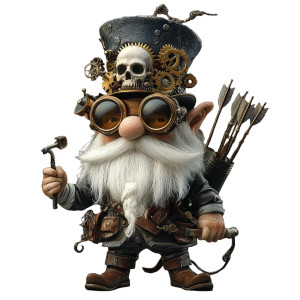 Steampunk Gnome Vinyl Car Decal Sticker – Waterproof & UV-Resistant 8"