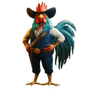 Muscular Rooster Cowboy Vinyl Car Decal Sticker – Waterproof & UV-Resistant 8"