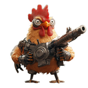 Robotic Chicken Warrior Vinyl Car Decal Sticker – Waterproof & UV-Resistant 8"