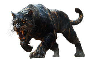 Monstrous Feline Beast Vinyl Car Decal Sticker – Waterproof & UV-Resistant 8"