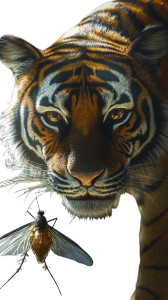 Tiger And Mosquito Vinyl Car Decal Sticker – Waterproof & UV-Resistant 8"