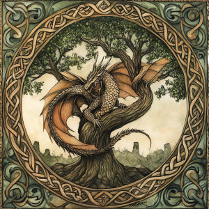 Celtic Tree Dragon Vinyl Car Decal Sticker – Waterproof & UV-Resistant 8"