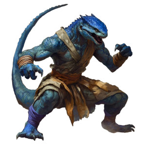 Blue Scaled Lizardman Monk Vinyl Car Decal Sticker – Waterproof & UV-Resistant 8"
