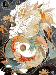 Art Nouveau Dragon V5 Vinyl Car Decal Sticker – Waterproof & UV-Resistant 8"