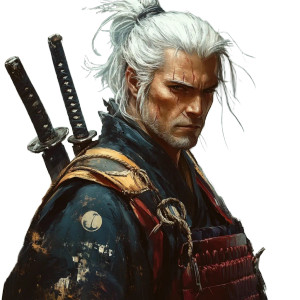 Futuristic Retro Samurai Vinyl Car Decal Sticker – Waterproof & UV-Resistant 8"