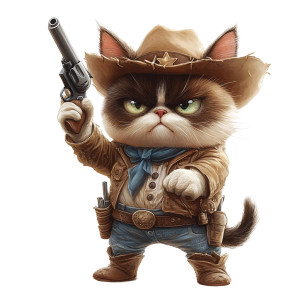 Grumpy Cowboy Cat Vinyl Car Decal Sticker – Waterproof & UV-Resistant 8"