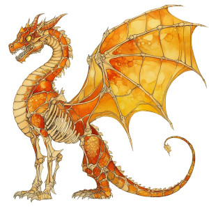Fiery Dragon Skeleton Vinyl Car Decal Sticker – Waterproof & UV-Resistant 8"