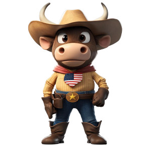 Cowboy Bull Mascot Vinyl Car Decal Sticker – Waterproof & UV-Resistant 8"