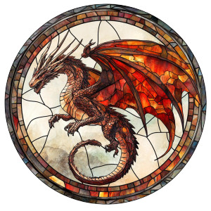 Majestic Dragon Stained Glass Vinyl Car Decal Sticker – Waterproof & UV-Resistant 8"