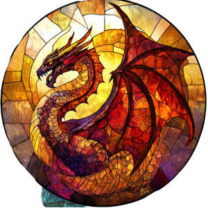 Dragon Stained Glass V6 Vinyl Car Decal Sticker – Waterproof & UV-Resistant 8"