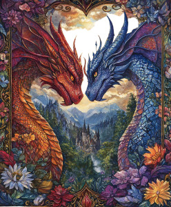 Loving Dragons Painting Vinyl Car Decal Sticker – Waterproof & UV-Resistant 8"