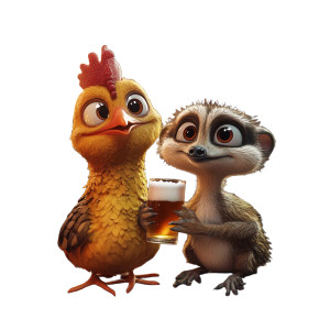Chicken & Meerkat Cheers Vinyl Car Decal Sticker – Waterproof & UV-Resistant 8" Chicken & Meerkat Cheers Vinyl Car Decal Sticker – Waterproof & UV-Resistant 8"