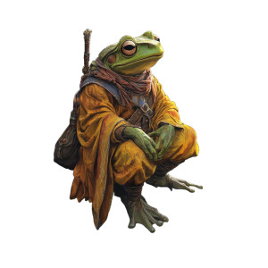 Battle-Scarred Frog Monk Vinyl Car Decal Sticker – Waterproof & UV-Resistant 8"