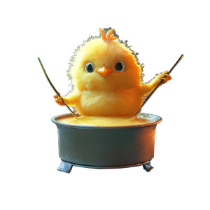 Cute Chicken Fondue Vinyl Car Decal Sticker – Waterproof & UV-Resistant 8"