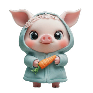 Plush Pig Character Vinyl Car Decal Sticker – Waterproof & UV-Resistant 8"