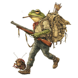 Frog Hunter Vinyl Car Decal Sticker – Waterproof & UV-Resistant 8"