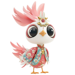 Cartoon Chinese Crane Vinyl Car Decal Sticker – Waterproof & UV-Resistant 8"