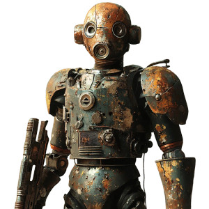 Dieselpunk Robot Soldier Vinyl Car Decal Sticker – Waterproof & UV-Resistant 8"