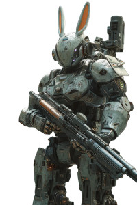 Mecha Combat Rabbit Vinyl Car Decal Sticker – Waterproof & UV-Resistant 8"