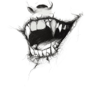 Vampire Mouth Sketch Vinyl Car Decal Sticker – Waterproof & UV-Resistant 8"