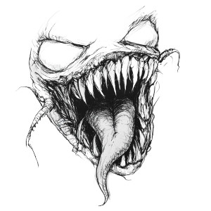 Venom Mouth Sketch Vinyl Car Decal Sticker – Waterproof & UV-Resistant 8"