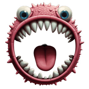 Cartoon Monster Mouth Vinyl Car Decal Sticker – Waterproof & UV-Resistant 8"