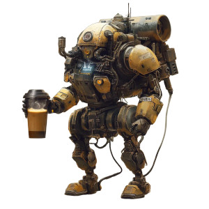 Coffee Mech-Warrior Vinyl Car Decal Sticker – Waterproof & UV-Resistant 8"