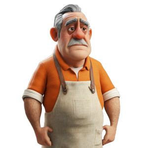 Pixar-Style Old Man Vinyl Car Decal Sticker – Waterproof & UV-Resistant 8"