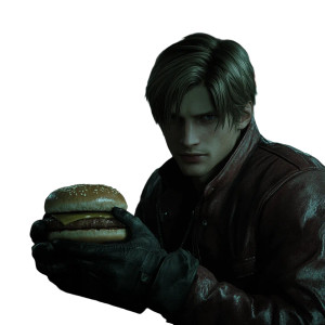 Leon Eating Burger Vinyl Car Decal Sticker – Waterproof & UV-Resistant 8"