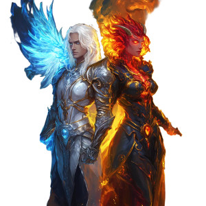 Celestial Infernal Duo Vinyl Car Decal Sticker – Waterproof & UV-Resistant 8"