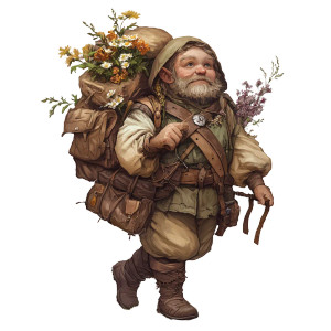 Gnome Herbalist Merchant Vinyl Car Decal Sticker – Waterproof & UV-Resistant 8"