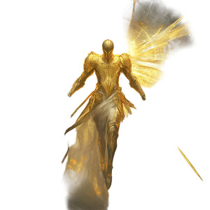 Golden Celestial Knight Vinyl Car Decal Sticker – Waterproof & UV-Resistant 8"
